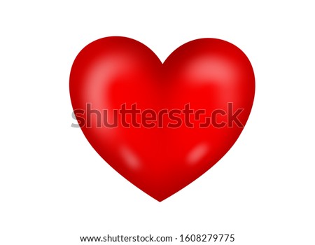 Red hearts on a white background, 3D drawings from smartphones used as illustrations, clip art in various graphics.