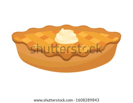 Classic american pie vector. Pie isolated on a white background. Cake with whipped cream vector. Apple Pie icon vector. Sweet Pie clip art