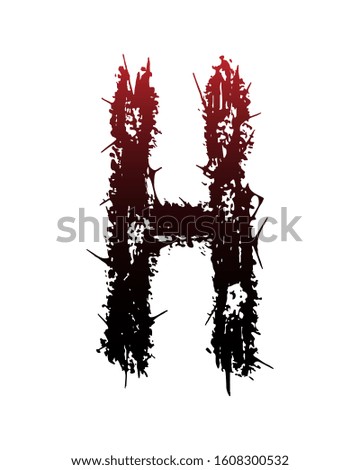 Gradient letter with spines isolated on white background.