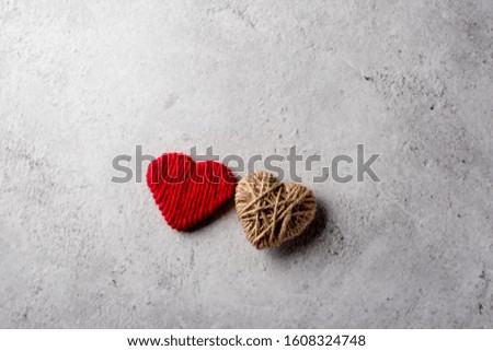 Red heart, top corner picture and colorful heart White background image concept love