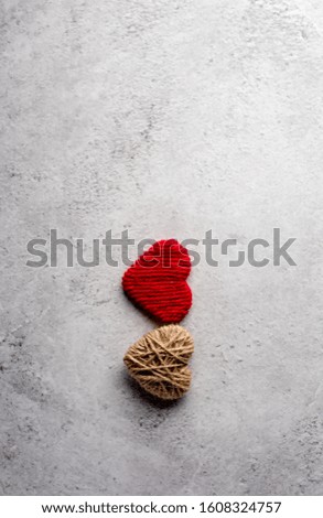 Red heart, top corner picture and colorful heart White background image concept love