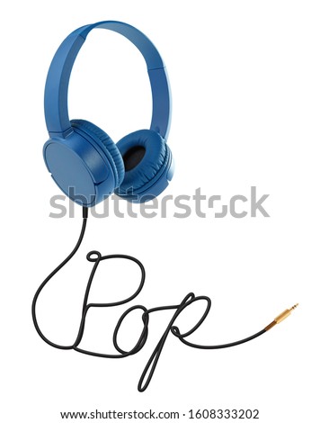 Headphones with pop cable on white