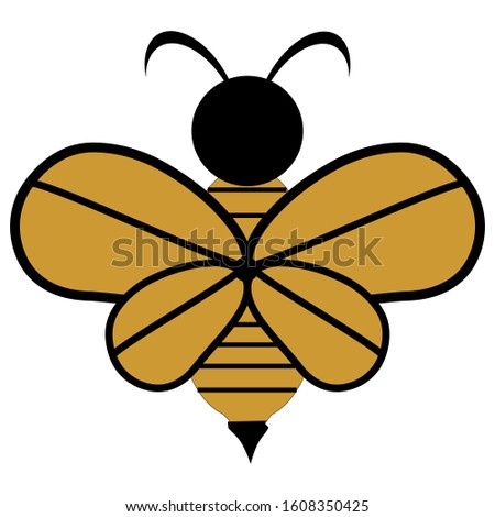 The bee icon is isolated on a white background. Flying honey bees. Insect. Vector illustration of flat style.