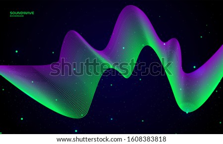 Abstract soundwave colorful background with outline shapes