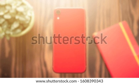 Colorful Latest design smartphones product on the table with blurred background.