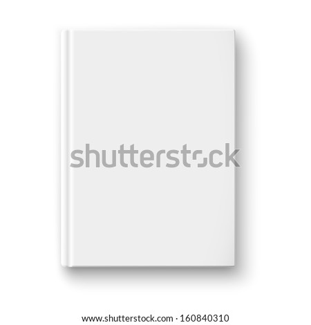 Blank book cover template on white background with soft shadows. Vector illustration.