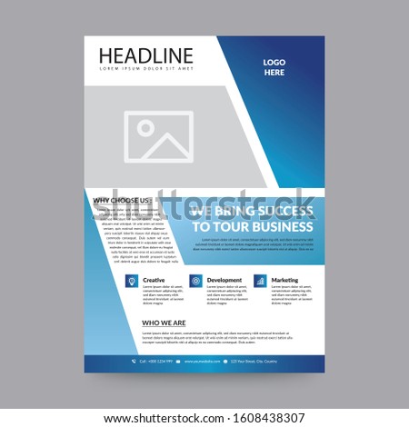 Corporate flyer brochure cover design one page layout design template in A4 size Royalty-Free Stock Photo #1608438307