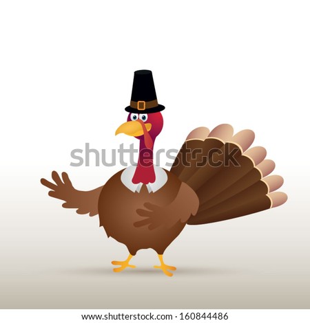 Cute cartoon Thanksgiving turkey. Vector illustration