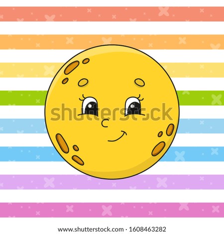Cute moon. Colorful vector illustration. Cartoon style. Isolated on color background. Design element. Template for your design.