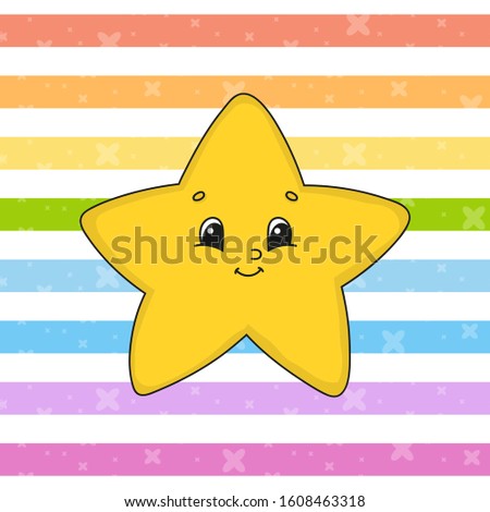 Cute star. Colorful vector illustration. Cartoon style. Isolated on color background. Design element. Template for your design.