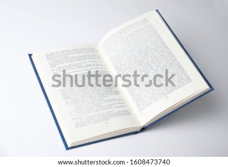 Open book with hardcover on white background