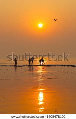 Sea beach and sunrise and the golden hour