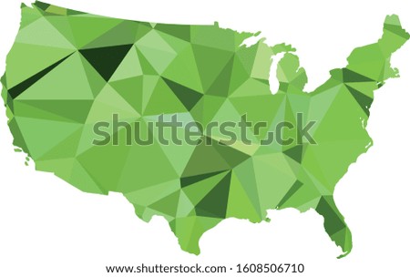 Multicolor gradient USA Map in Low Poly Style on isolated white background. United States of America area in Polygonal diamond style for your design templates.