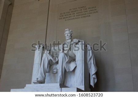 Photo of a Lincoln memorial in Washington DC in USA.
