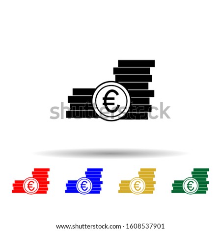 Euro Coins multi color style icon. Simple glyph, flat vector of profit icons for ui and ux, website or mobile application