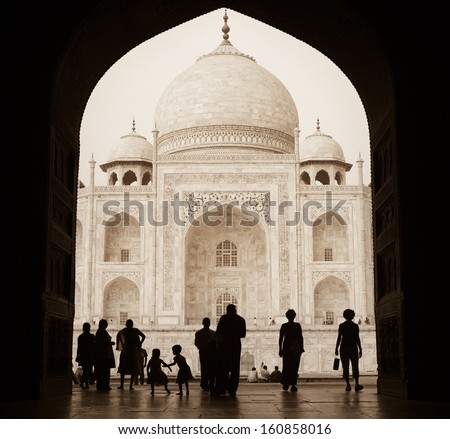 Taj Mahal. Agra. India. Royalty-Free Stock Photo #160858016
