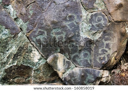 archeology. Petroglyphs of the Scythian period. Russia Royalty-Free Stock Photo #160858019