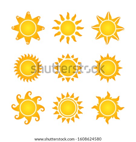Sun Icon design collection set, isolated on white background.