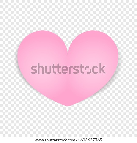 Pink Heart isolated on transparent background. Valentines day design. Vector illustration.