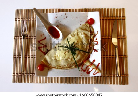 pancakes served on table stock image