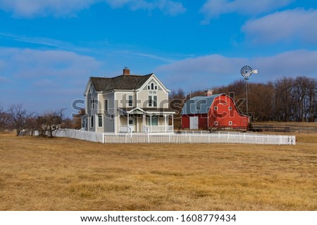 Rural farm in the Midwest. Royalty-Free Stock Photo #1608779434