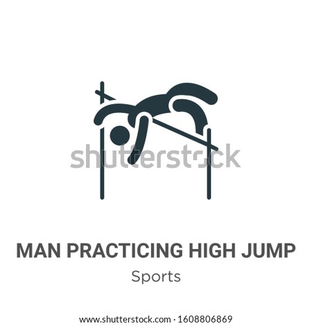 Man practicing high jump glyph icon vector on white background. Flat vector man practicing high jump icon symbol sign from modern sports collection for mobile concept and web apps design.