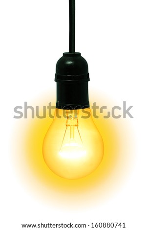 bulb of yellow light on white space