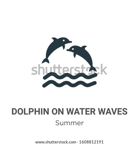 Dolphin on water waves glyph icon vector on white background. Flat vector dolphin on water waves icon symbol sign from modern summer collection for mobile concept and web apps design.