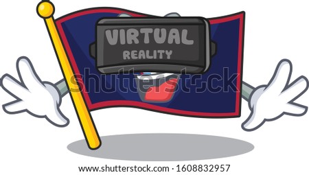 Trendy flag guam character wearing Virtual reality headset
