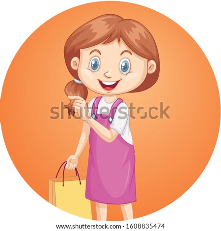 Girl on round background illustration