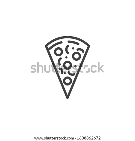 Pizza slice line icon. linear style sign for mobile concept and web design. Pizza top view outline vector icon. Symbol, logo illustration. Vector graphics