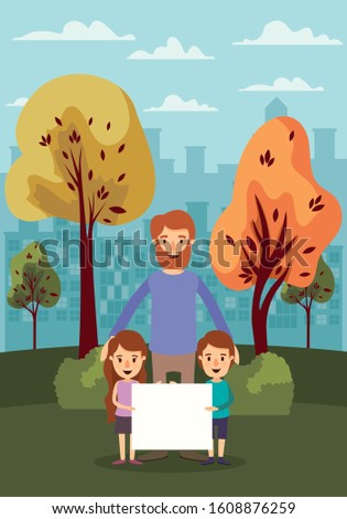 Father daughter and son in the park design, Family relationship generation lifestyle person character friendship and portrait theme Vector illustration