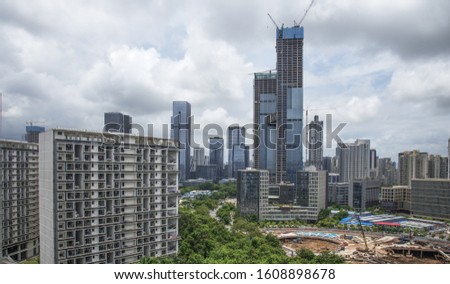 Scenery of urban buildings in Yuehai Street, Nanshan District, Shenzhen, Guangdong, China