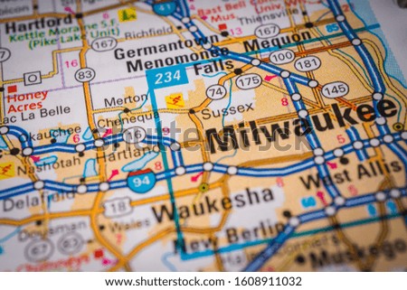 Milwaukee on USA travel map