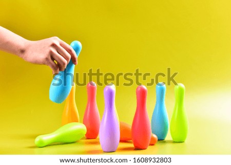 Sports equipment on a colored table