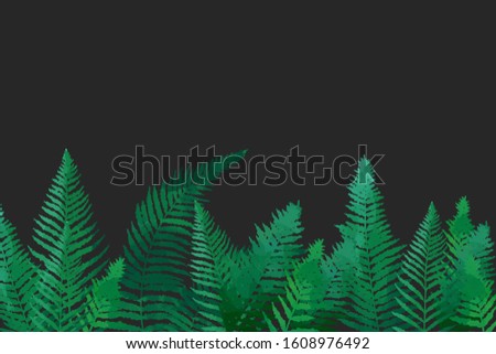 Fern green leaves border, basis element isolated