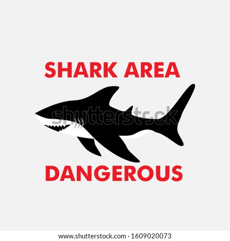 Shark area poster. Attack sharks, ocean diving and sea surf warning. vector illustration in eps10