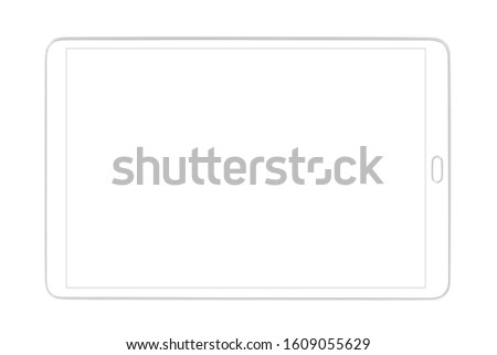 White tablet with  blank screen, isolated on white background