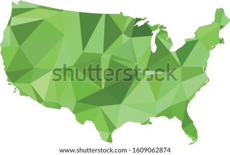 Multicolor gradient USA Map in Low Poly Style on isolated white background. United States of America area in Polygonal diamond style for your design templates.