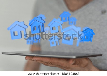  house in among houses for real estate  concept
