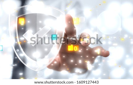 shield protection concept holding in hand digital