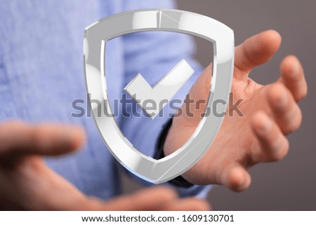 shield protection concept holding in hand digital