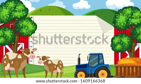 Border template with farm scene in background illustration