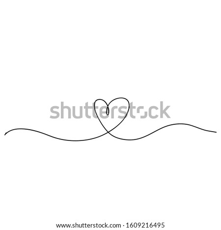 hand drawn Continuous line drawing of love sign with hearts embrace minimalism design doodle Royalty-Free Stock Photo #1609216495