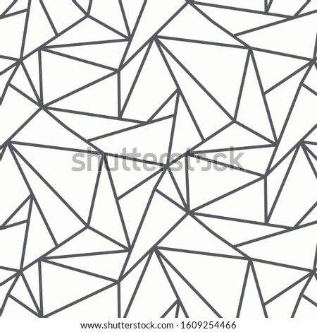 Geometric vector pattern, repeating asymmetry linear triangle shape or polygon triangle. Pattern is clean for fabric, wallpaper, printing. Pattern is on swatches panel.