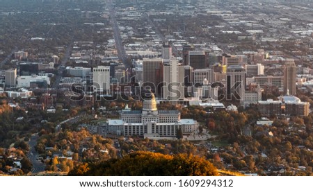 Panorama Aerial panoramic view of Salt Lake City Utah USA