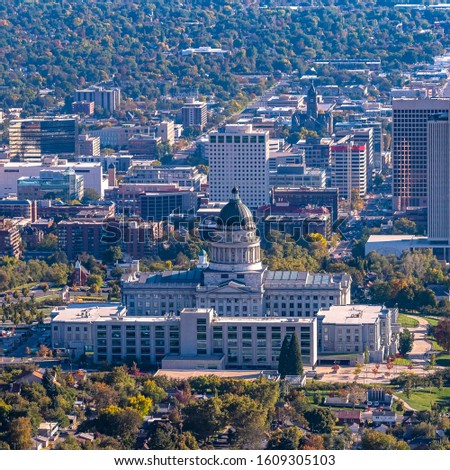 Square Aerial view of Salt Lake City Utah