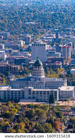 Vertical Aerial view of Salt Lake City Utah