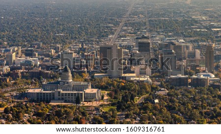 Panorama frame Panorama aerial view of Salt Lake City, Utah
