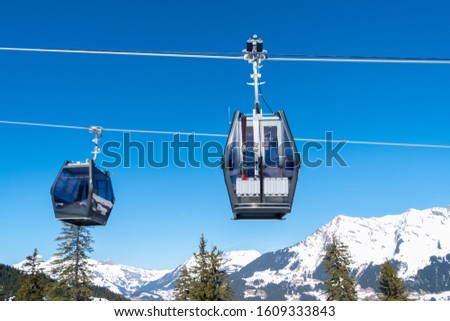 Cable car in Les Diablerets in Swiss Alps, Switzerland